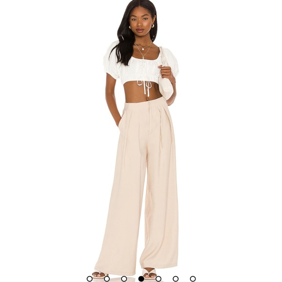 SNDYS REVOLVE Hills Pant Elegant Cream Wide-Leg Linen Pants - Picture 1 of 7